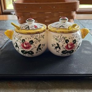 Rooster and Roses Vintage Double Jelly Jar Complete